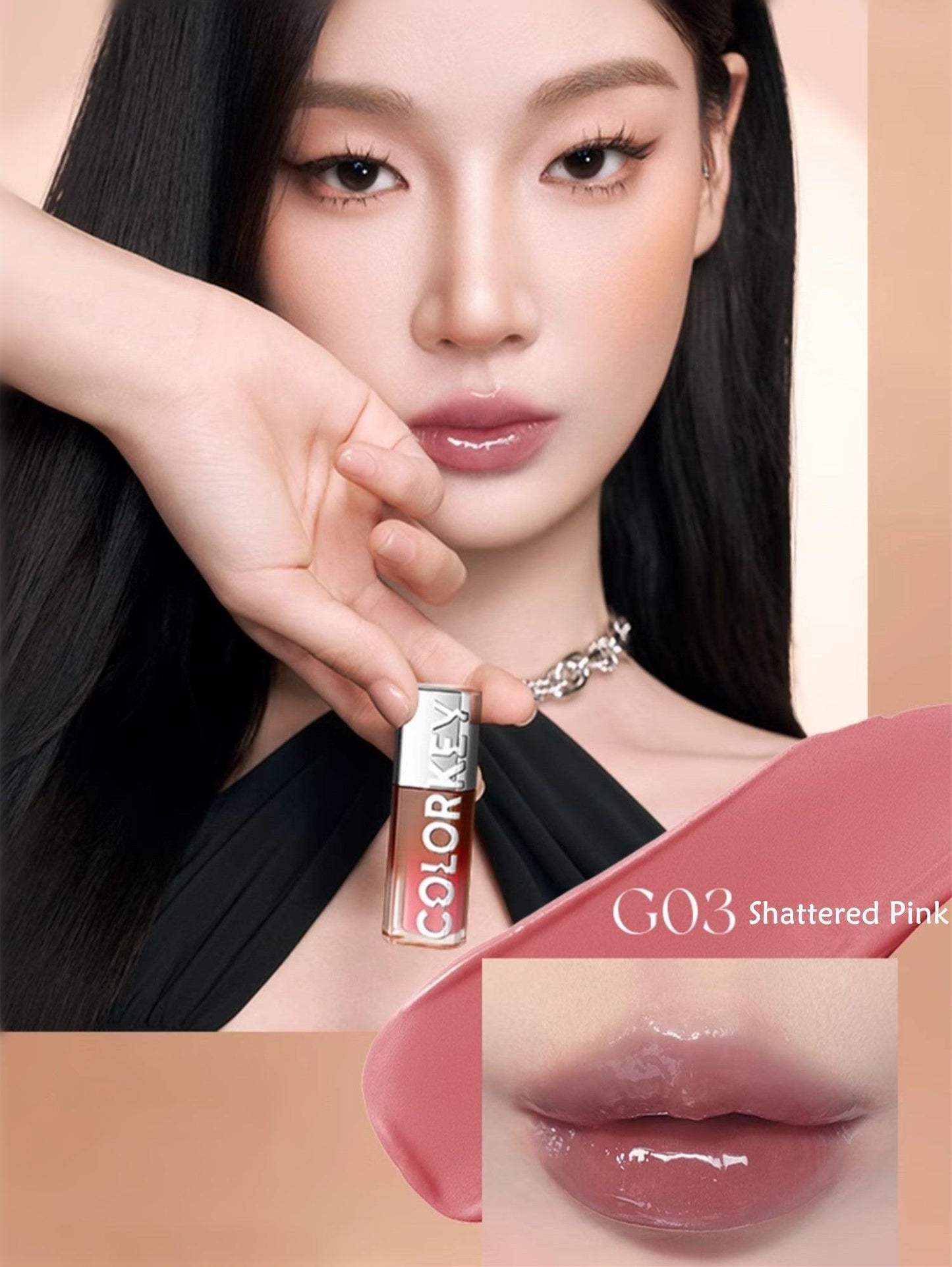 COLORKEY Chasing Light Lip Gloss 3g Highlight Mirror Hydroscopic 3D - Peachy Glam