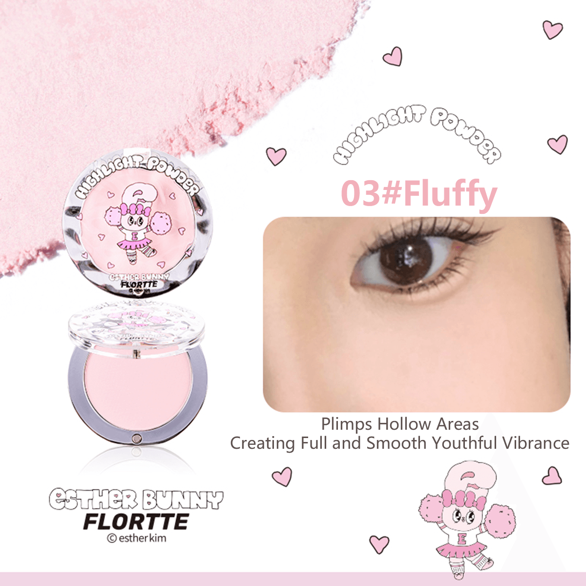 FLORTTE Esther Bunny Single-Colour Highlighter Matte Contour - Peachy Glam