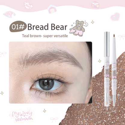 FLORTTE Glitter Eye Liner 200mg Bread Bear＆ Me Series Double-ended Gel Eyeliner Pencil Eyeshadow - Peachy Glam