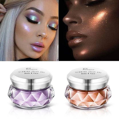 Rainbow Highlighter Jelly Gel - Face Glitter - Blush Eyeshadow Highlighter- - Peachy Glam