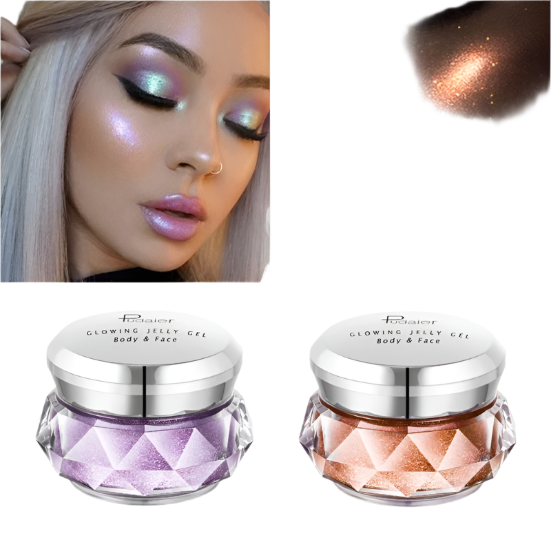 Rainbow Highlighter Jelly Gel - Face Glitter - Blush Eyeshadow Highlighter- - Peachy Glam