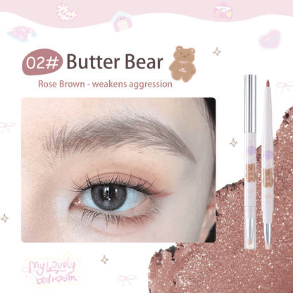 FLORTTE Glitter Eye Liner 200mg Bread Bear＆ Me Series Double-ended Gel Eyeliner Pencil Eyeshadow - Peachy Glam