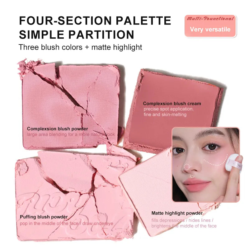 JUDYDOLL 2-in-1 Blush Highlight Palette Multi-Purpose 9g - Peachy Glam