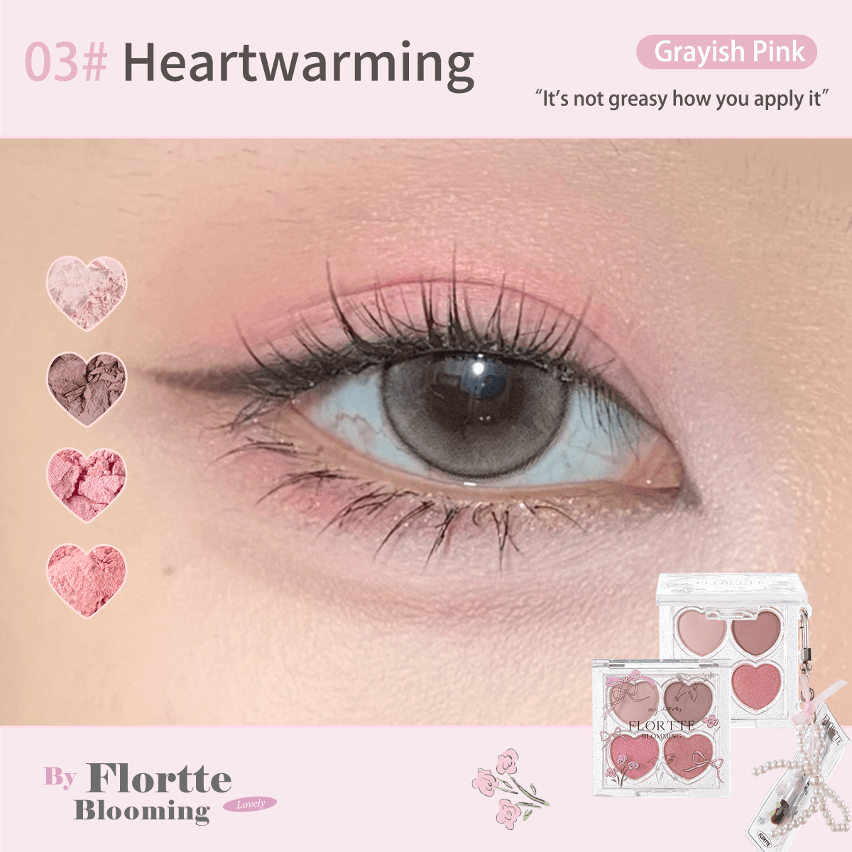 FLORTTE Love Yourself 4-Color Eyeshadow Palette 2.7g - Peachy Glam