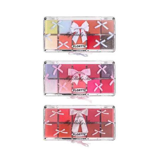 FLORTTE Lip Jelly Essence Lip Gloss Palette 17g 10 Colors Mirror Light Hydrating Brightening Moisturizing - Peachy Glam