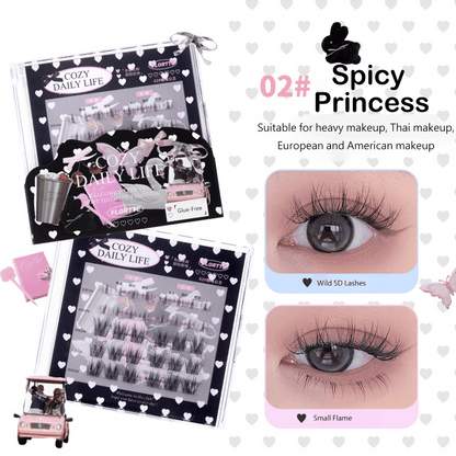 Flortte Cozy Daily Life Series Segmented Self-Adhesive Glue-Free False Eyelashes - Peachy Glam