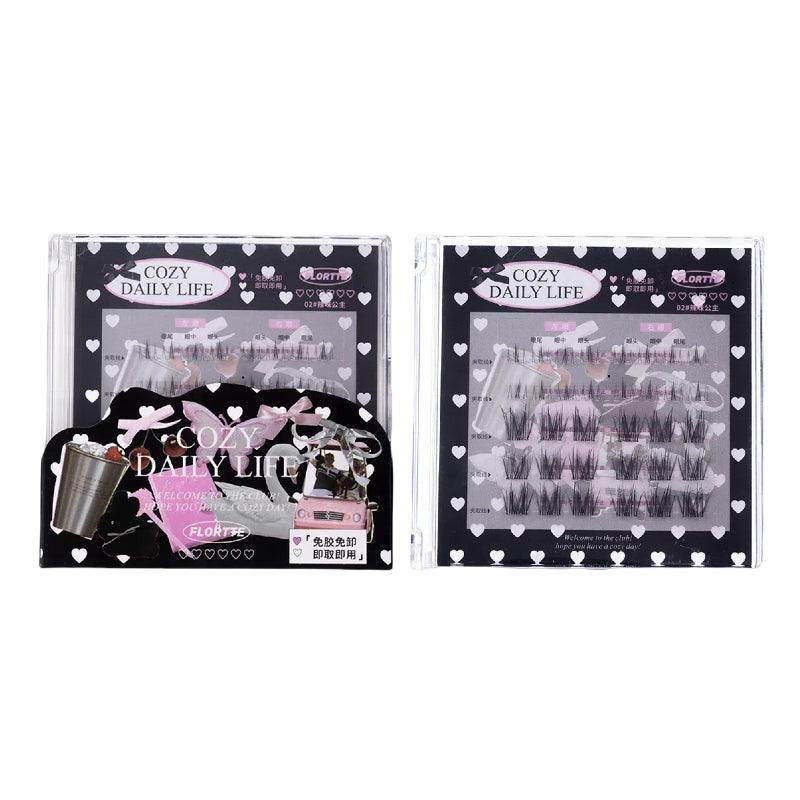 Flortte Cozy Daily Life Series Segmented Self-Adhesive Glue-Free False Eyelashes - Peachy Glam