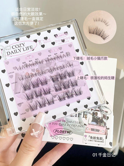 Flortte Cozy Daily Life Series Segmented Self-Adhesive Glue-Free False Eyelashes - Peachy Glam