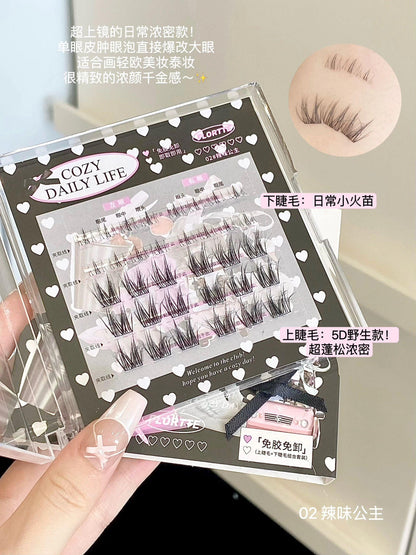 Flortte Cozy Daily Life Series Segmented Self-Adhesive Glue-Free False Eyelashes - Peachy Glam