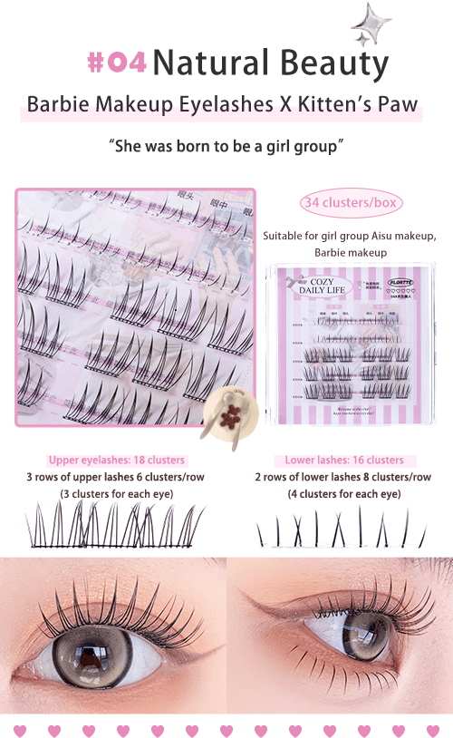 Flortte Cozy Daily Life Series Segmented Self-Adhesive Glue-Free False Eyelashes - Peachy Glam