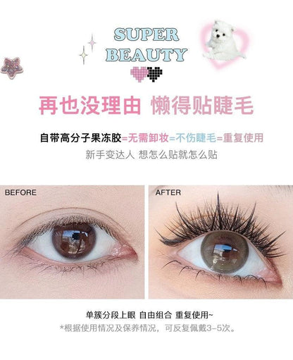 Flortte Super Beauty Series False Eyelashes Free Glue - Peachy Glam