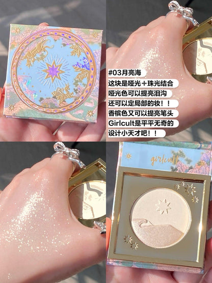 Girlcult Mountain Sea Series Matte & Pearlescent & Diamond Glitter Highlighter Powder - Peachy Glam