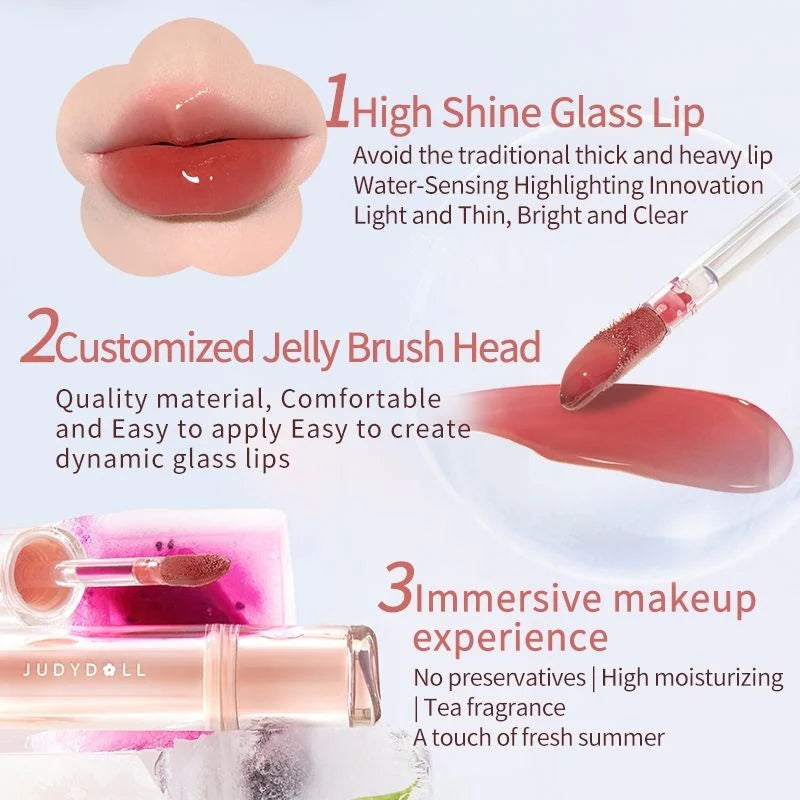 JUDYDOLL Iced Tea Watery Lip Gloss 1.8g Cute Lip Gloss - Peachy Glam