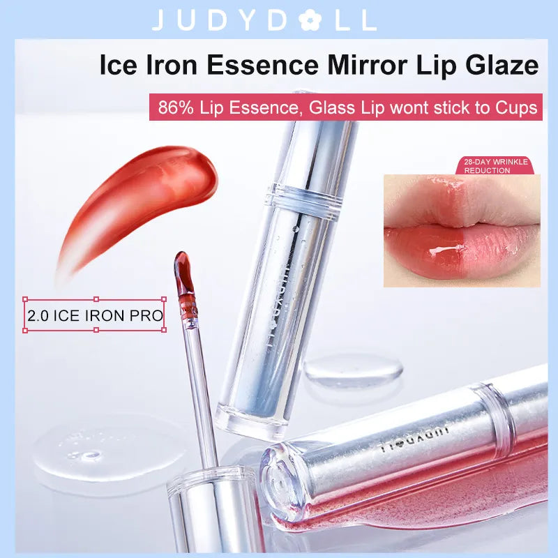JUDYDOLL Ice Watery Essence Lip Gloss 2.4g Mirror Glow Moisturizing - Peachy Glam