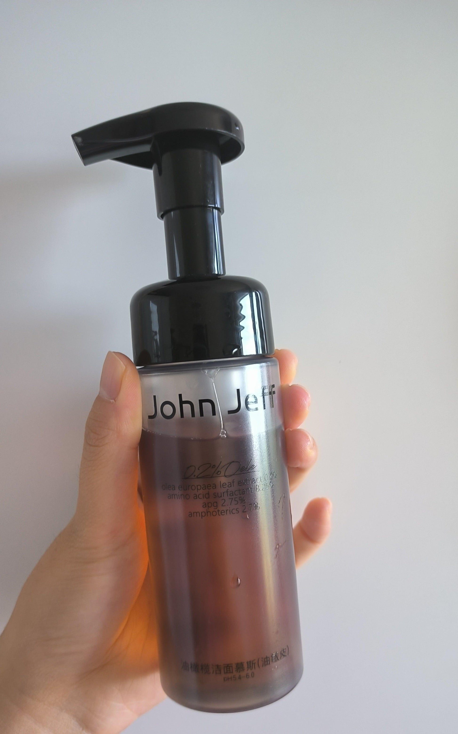 John Jeff 0.2% Olea Europaea Leaf Extract Cleansing Mousse/Facial Cleanser Oil Deep Cleanser Gentle Cleaning for Oil/Dry Sensitive Skin - Peachy Glam