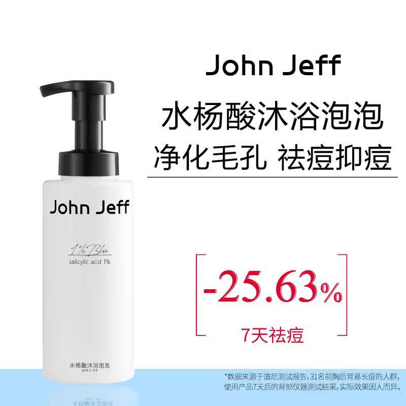 John Jeff 1% Salicylic Acid Body Wash Lotion in Shower 400g Anti-Acne Mild & Non-irritating - Peachy Glam