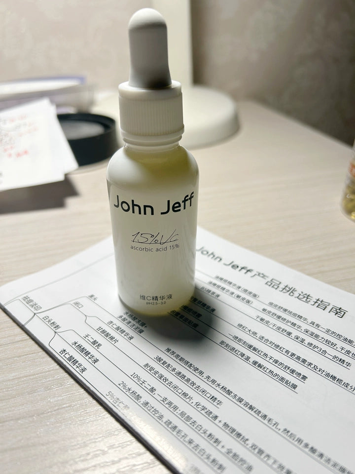 John Jeff Vitamin C Essence VC Face Serum 30ml 10% 15% - Peachy Glam