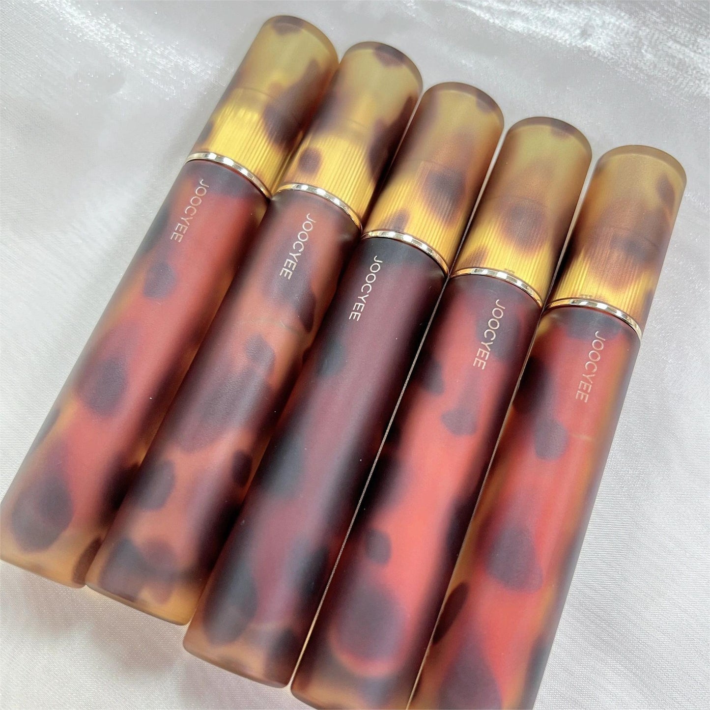 Joocyee Fluffy Matte/Glazed Lip Gloss 3.3g/3.2g Dual-head Amber Shell Velvet/Hydration - Peachy Glam