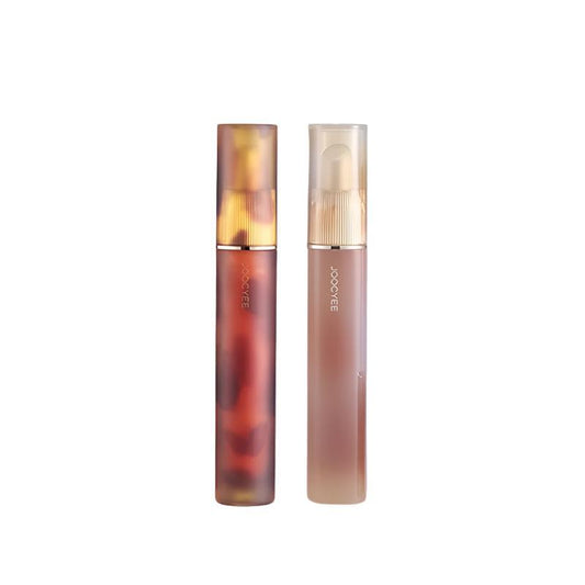 Joocyee Fluffy Matte/Glazed Lip Gloss 3.3g/3.2g Dual-head Amber Shell Velvet/Hydration - Peachy Glam