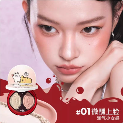 LITTLE ONDINE Line Puppy Series Highlighting Blush Palette 5g 小奥汀线条小狗系列高光腮红盘