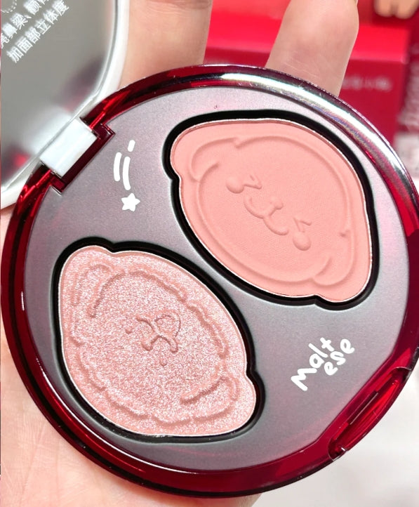 LITTLE ONDINE Line Puppy Series Highlighting Blush Palette 5g 小奥汀线条小狗系列高光腮红盘
