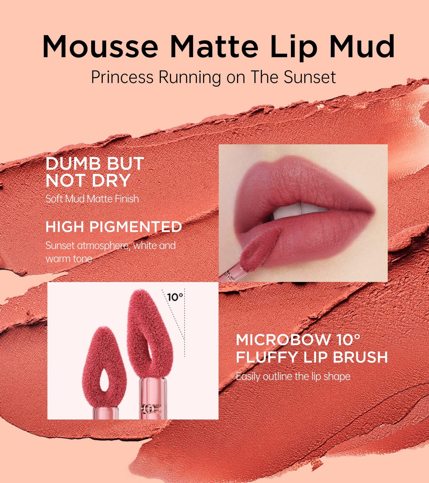 COLORKEY Moist Velvet Mousse Matte Lip Mud 3g - Peachy Glam