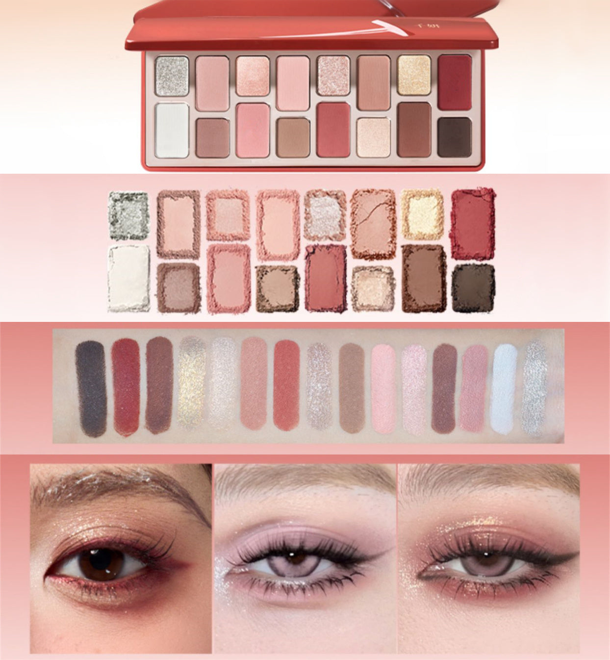 QianYan 16-Color Eyeshadow Palette 14.5g Christmas Makeup - Peachy Glam