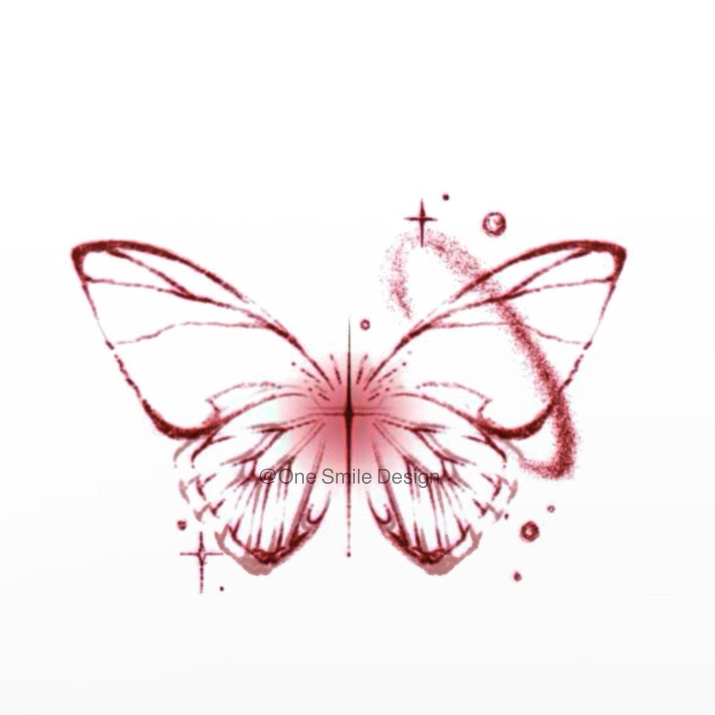 ONESMILE Tattoo Stickers Scarlet Butterfly Design 6*6.5cm 2PCS Cute Premium Temporary INS - Peachy Glam