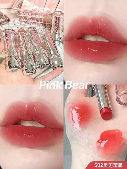 PINK BEAR Essence Lipstick 3.2g Glossy Moisturizing Lip Care - Peachy Glam