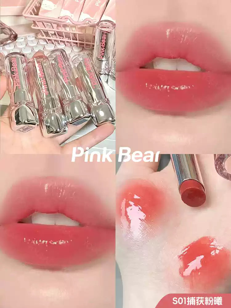 PINK BEAR Essence Lipstick 3.2g Glossy Moisturizing Lip Care - Peachy Glam