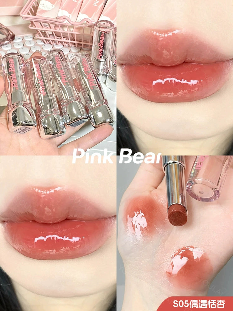 PINK BEAR Essence Lipstick 3.2g Glossy Moisturizing Lip Care - Peachy Glam