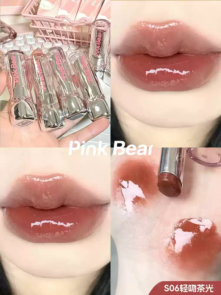 PINK BEAR Essence Lipstick 3.2g Glossy Moisturizing Lip Care - Peachy Glam