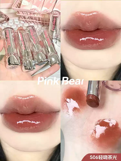 PINK BEAR Essence Lipstick 3.2g Glossy Moisturizing Lip Care - Peachy Glam