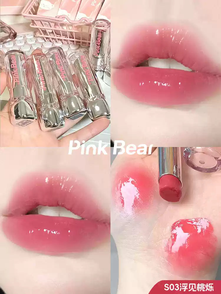 PINK BEAR Essence Lipstick 3.2g Glossy Moisturizing Lip Care - Peachy Glam