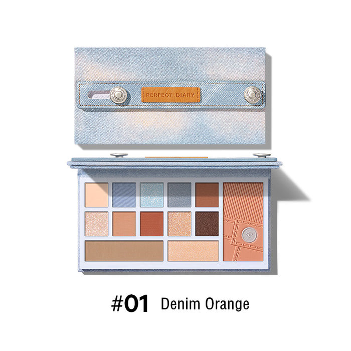 Perfect Diary Denim Series Eyes Face Eyeshadow Palette 16g All-in-one Makeup - Peachy Glam