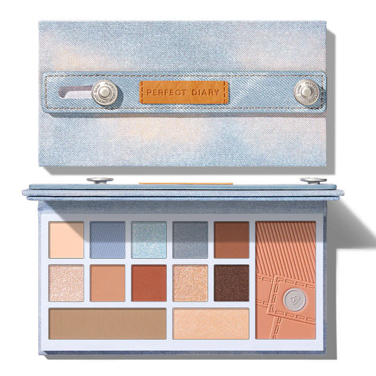 Perfect Diary Denim Series Eyes Face Eyeshadow Palette 16g All-in-one Makeup - Peachy Glam