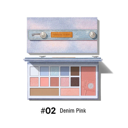 Perfect Diary Denim Series Eyes Face Eyeshadow Palette 16g All-in-one Makeup - Peachy Glam