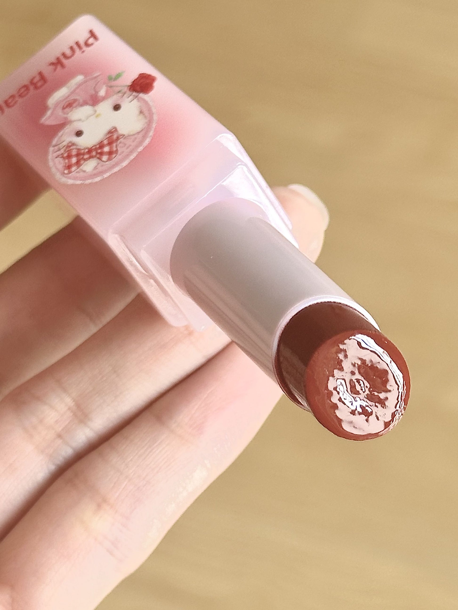 Pink Bear Hello Kitty Sugar Glossy Lipstick 3.2g - Peachy Glam