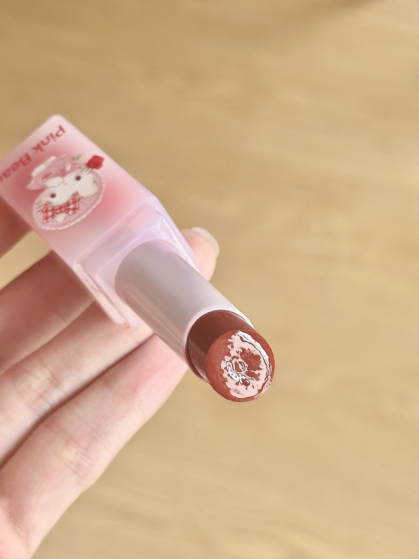 Pink Bear Hello Kitty Sugar Glossy Lipstick 3.2g - Peachy Glam