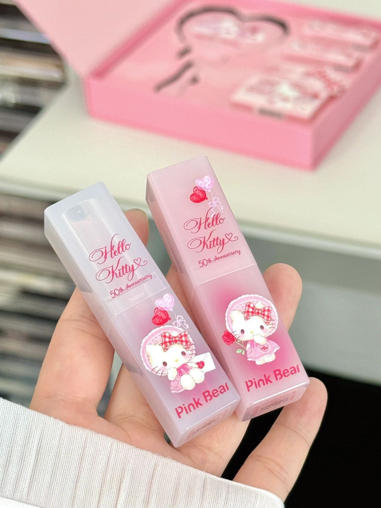 Pink Bear Hello Kitty Sugar Glossy Lipstick 3.2g - Peachy Glam