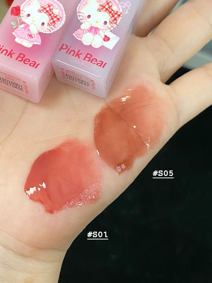 Pink Bear Hello Kitty Sugar Glossy Lipstick 3.2g - Peachy Glam