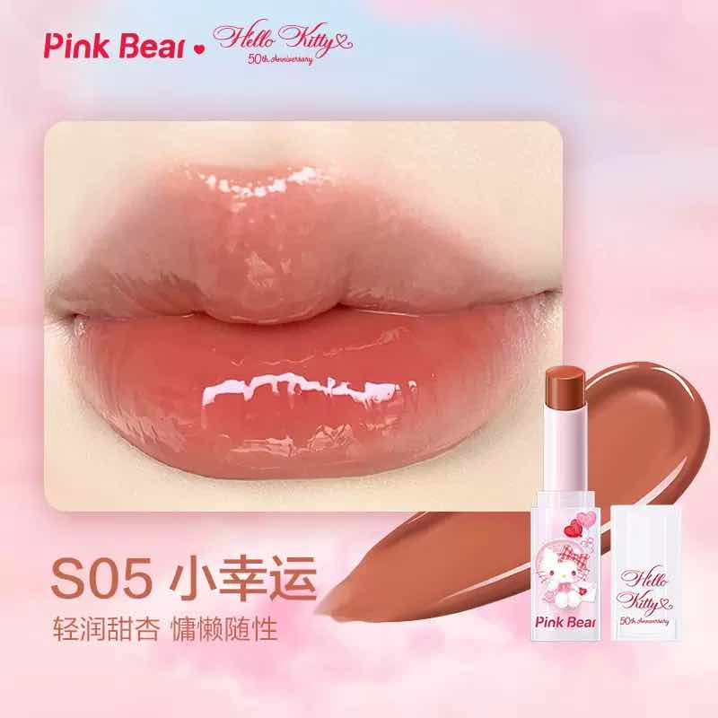Pink Bear Hello Kitty Sugar Glossy Lipstick 3.2g - Peachy Glam