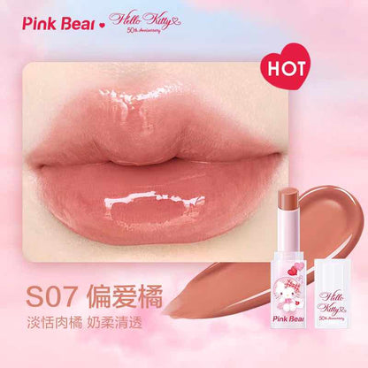 Pink Bear Hello Kitty Sugar Glossy Lipstick 3.2g - Peachy Glam