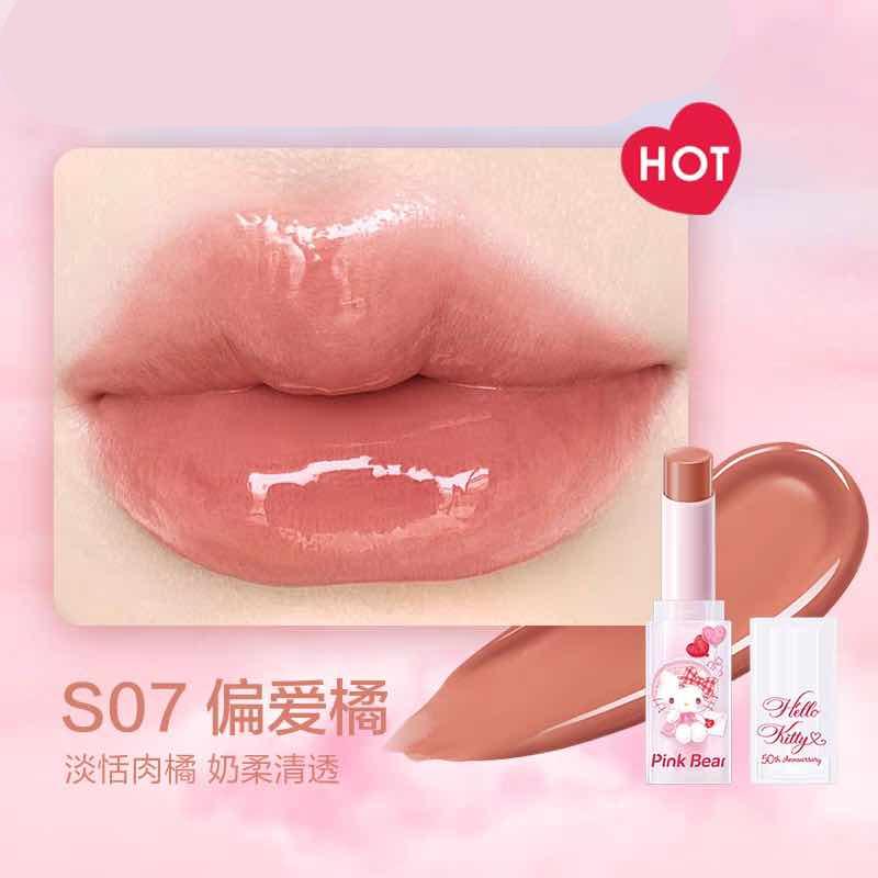Pink Bear Hello Kitty Sugar Glossy Lipstick 3.2g - Peachy Glam