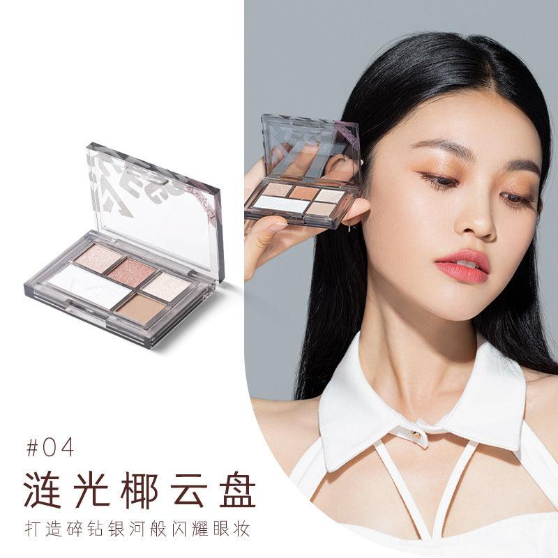 VEECCI Eyes Face Eyeshadow Palette 5-Color 5.2g/6.2g Pearlescent Glitter Matte Beginner K-pop Highlighter Blush Multi-purpose - Peachy Glam