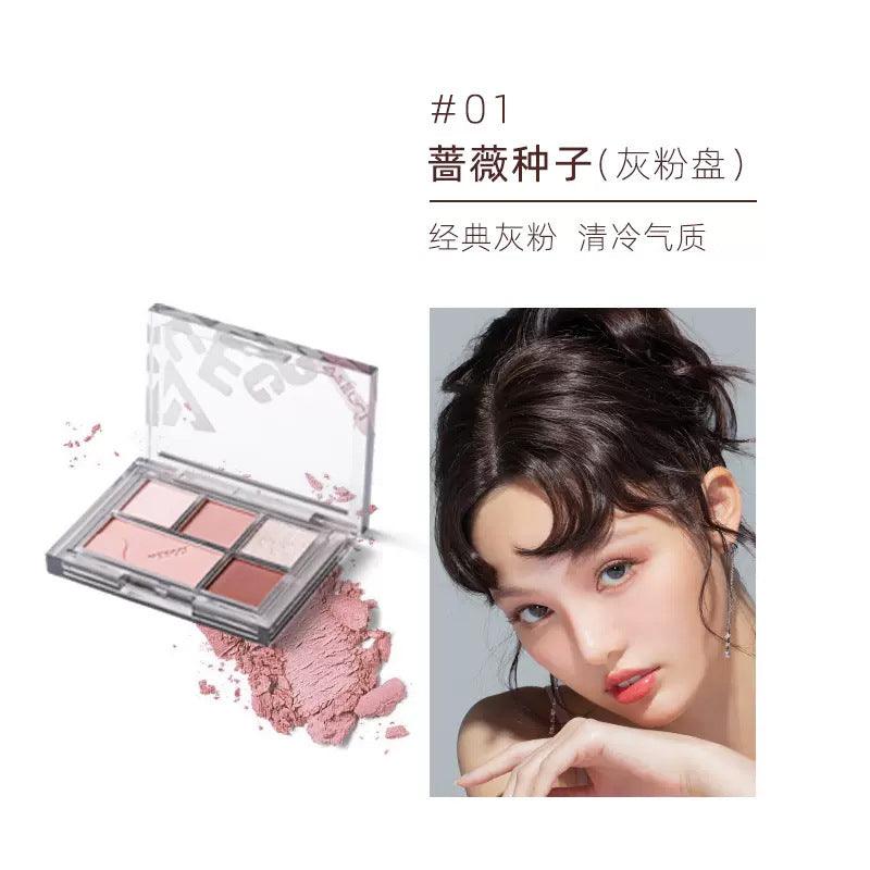 VEECCI Eyes Face Eyeshadow Palette 5-Color 5.2g/6.2g Pearlescent Glitter Matte Beginner K-pop Highlighter Blush Multi-purpose - Peachy Glam