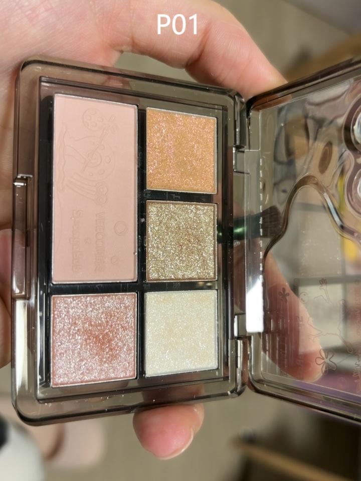 VEECCI Eyes Face Eyeshadow Palette 5-Color 5.2g/6.2g Pearlescent Glitter Matte Beginner K-pop Highlighter Blush Multi-purpose - Peachy Glam