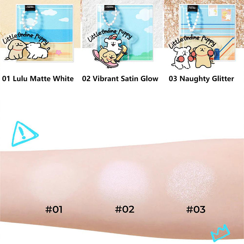 Little Ondine Puppy Hug Series Highlighter Powder Glitter & Matte 5g - Peachy Glam