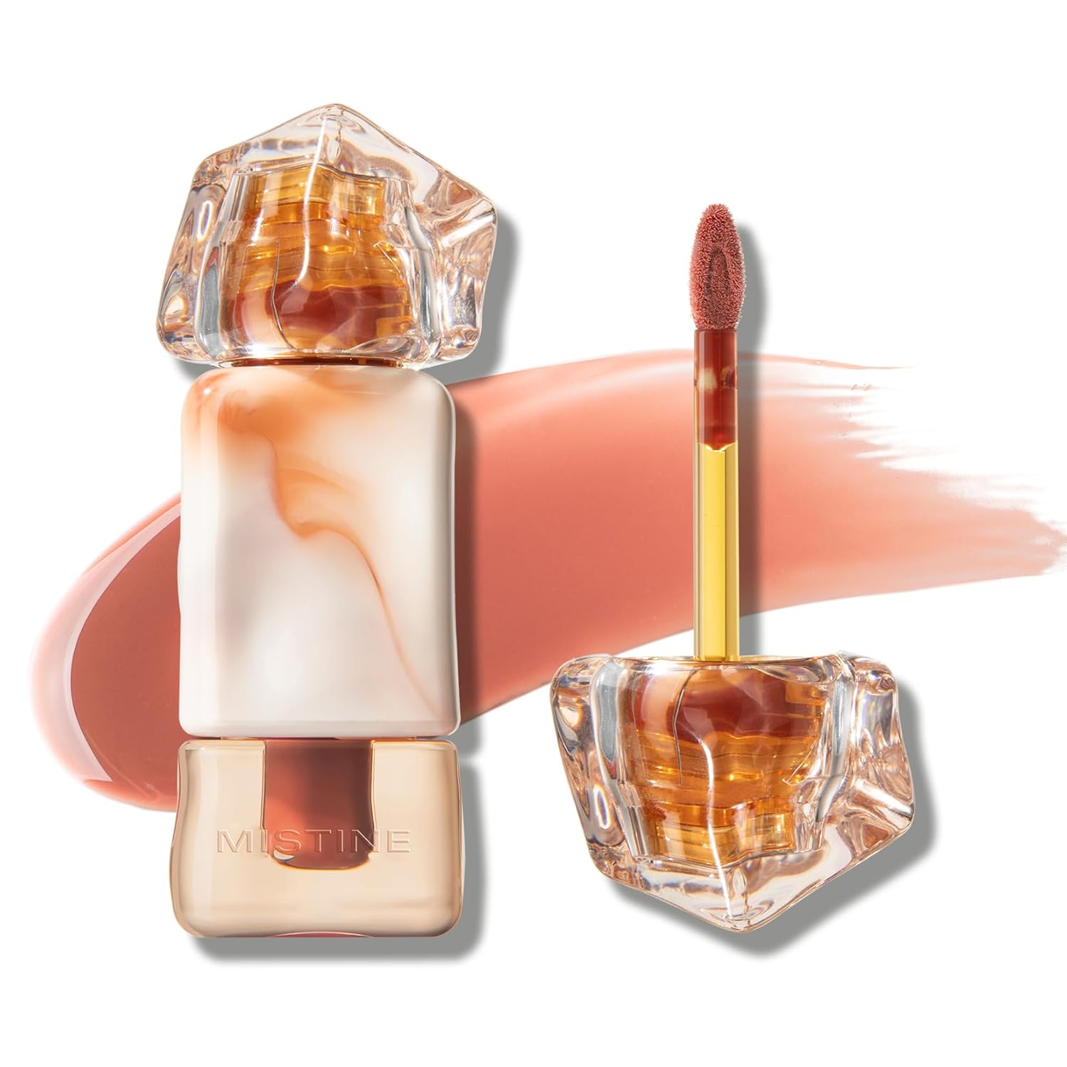 Mistine Makeup Velvet Lip Gloss 2.2g Matte Lip Cream Liquid Lipstick Softening with Hyaluronic Acid Lip Tint, Non-Sticky Lightweight Lip Color - Peachy Glam