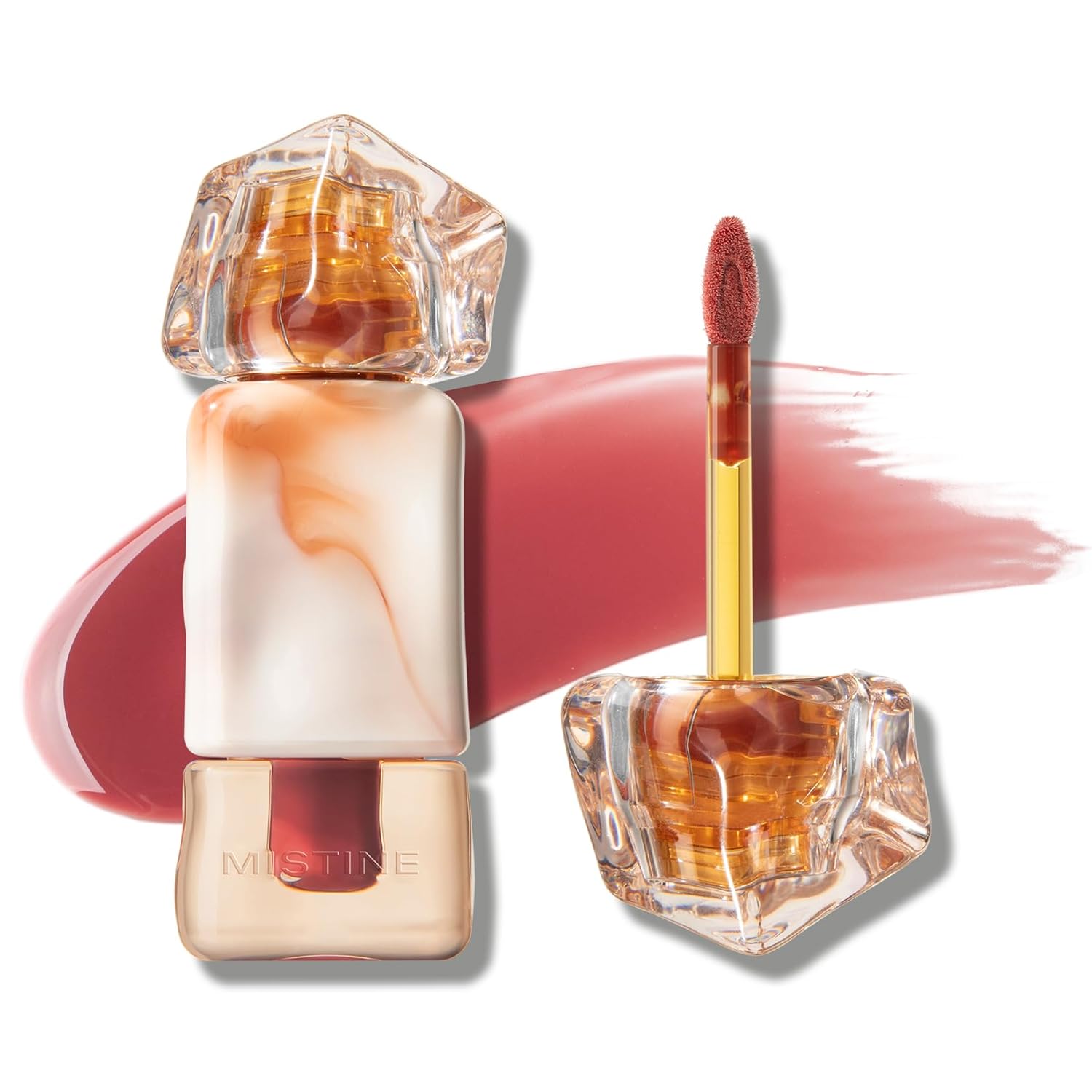 Mistine Makeup Velvet Lip Gloss 2.2g Matte Lip Cream Liquid Lipstick Softening with Hyaluronic Acid Lip Tint, Non-Sticky Lightweight Lip Color - Peachy Glam
